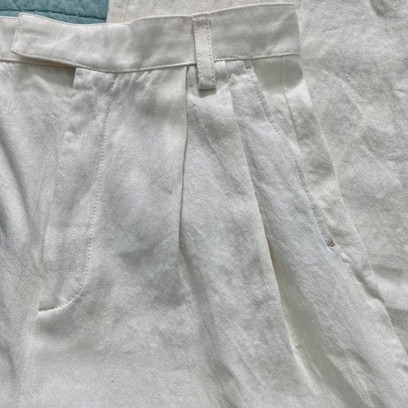 Zara Cream Linen Blend High Rise Pants Sz M - Picture 4 of 14